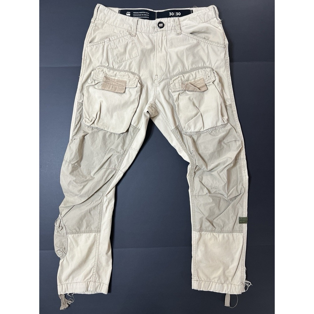 G Star Raw Cargo Pants Men's 30x30 Beige Multi Pockets Utility Outdoors Workwear - Picture 2 of 12